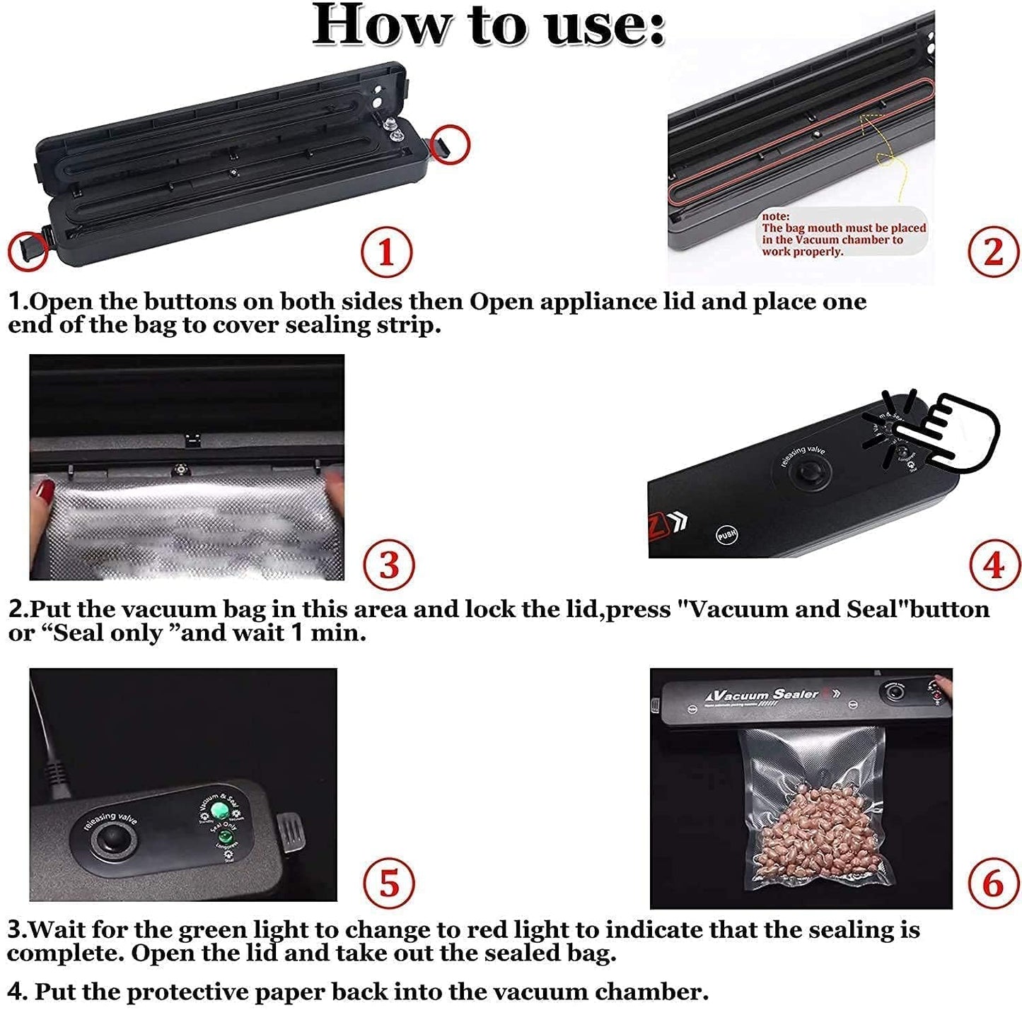 Compact Vacuum Sealer Machine with Bags for Food Storage, Meal Prep & Sous Vide.