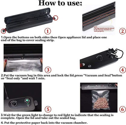 Compact Vacuum Sealer Machine with Bags for Food Storage, Meal Prep & Sous Vide.