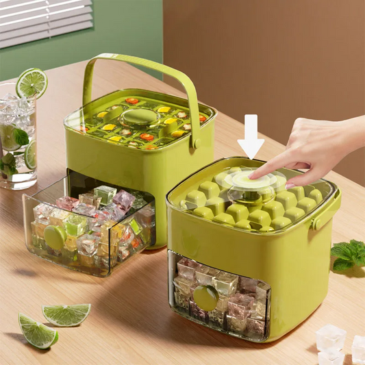 Sanzbae™ 48-Cube Ice Cube Tray with Lid – Easy-Release Silicone Ice Maker with Lever Pop-Out System, Stackable Freezer Mold, Dishwasher Safe Kitchen Ice Tray