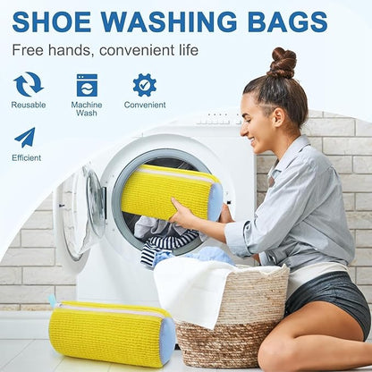 Sanzbae™ Shoe Washing Machine Bag – Premium Sneaker Laundry Bag with Soft Chenille Lining, Reusable Shoe Cleaner Protector for Washing Machines