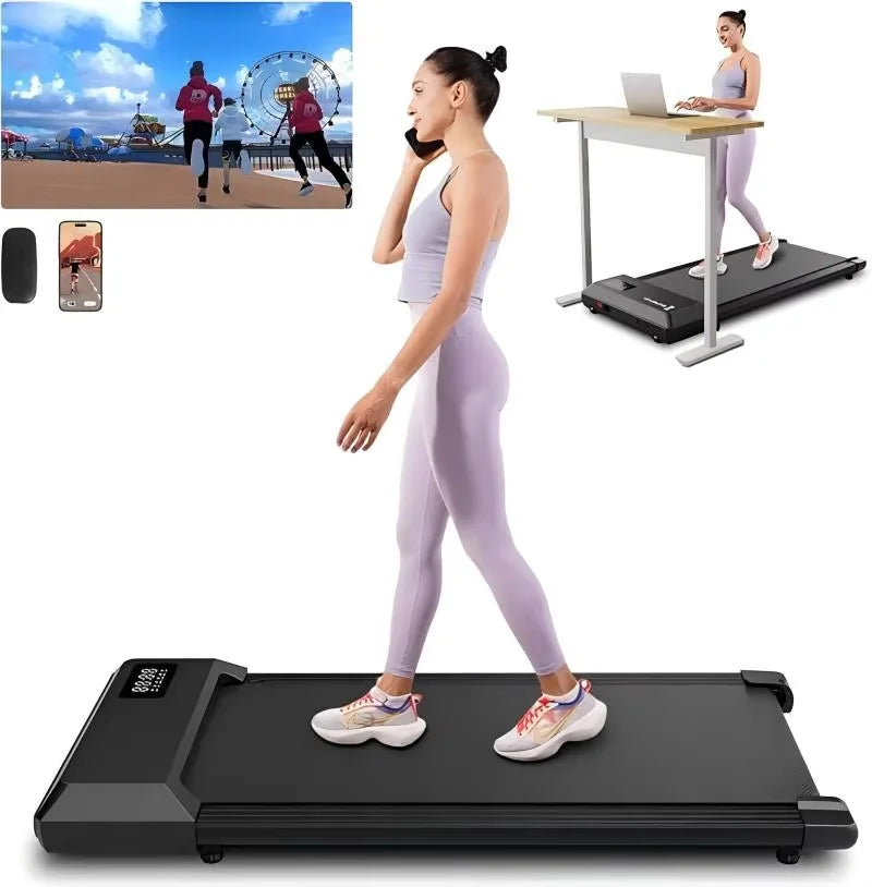 Sanzbae Walking Pad Treadmill for Home Office, Compact Under Desk Treadmill with App Control