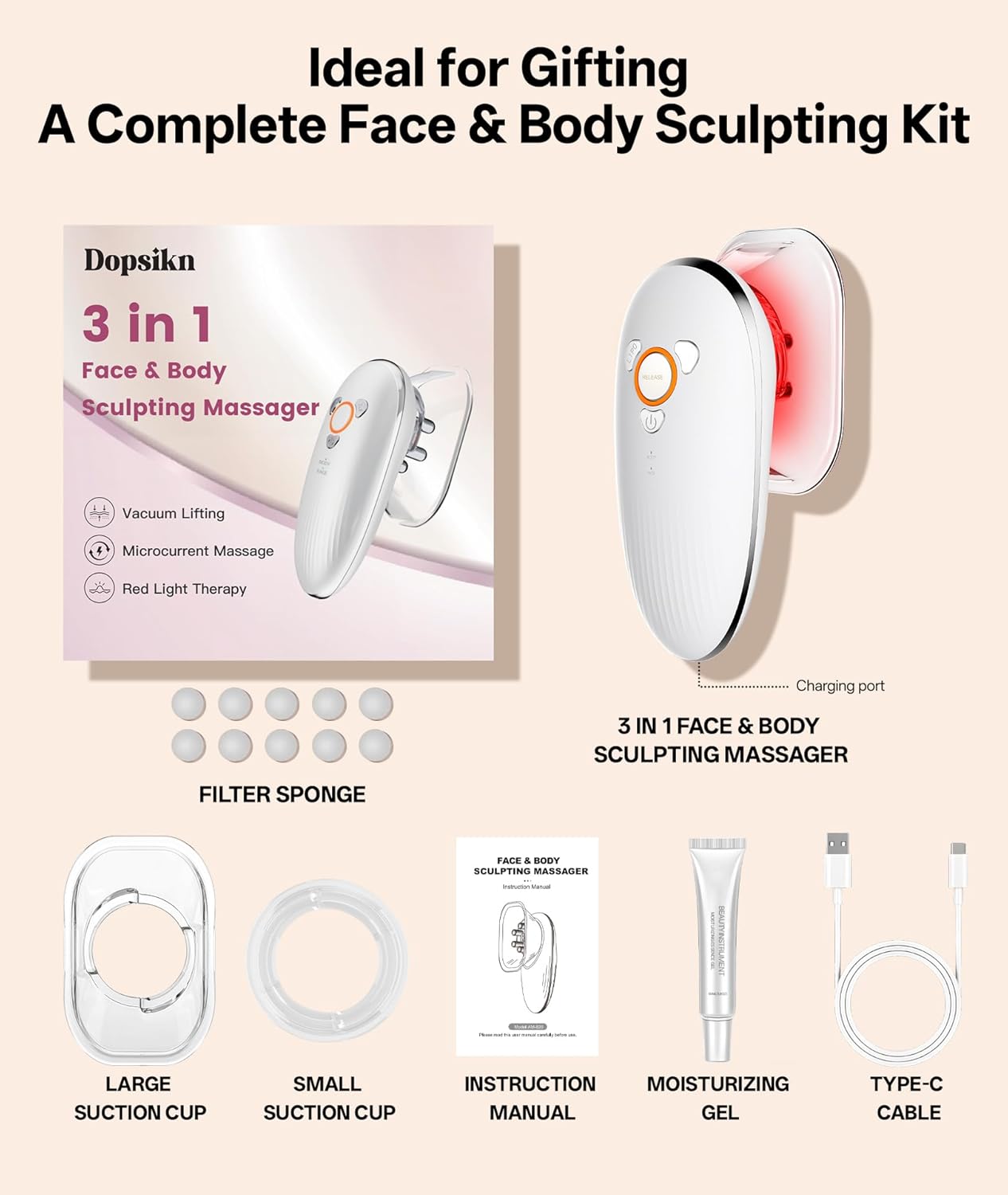 Windaily AM-820 Body Sculpting Massager – Cellulite Reduction & Lymphatic Drainage Machine | EMS Face & Body Slimming Device | Cupping & Gua Sha Home Spa Tool | Anti-Aging Skin Tightening Massager (Cordless, Rechargeable)