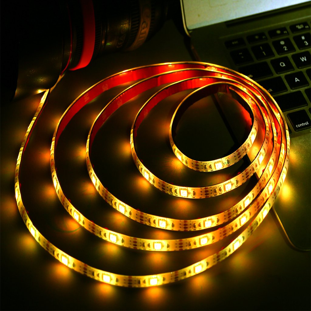 3.28ft USB RGB LED Strip Lights with 24-Key Remote – TV Backlight, DIY Room Decor & Indoor Ambient Lighting