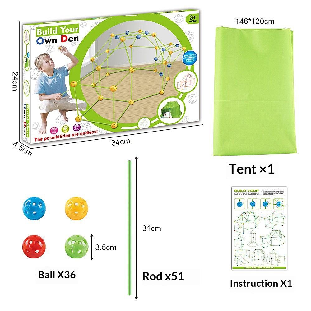 Kids DIY Fort Building Kit – 3D Construction Toy for Castles, Tunnels & Play Tents | STEM Creative Assembly Playhouse Set for Boys & Girls