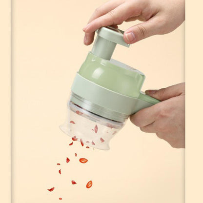 4-in-1 Handheld Electric Vegetable Cutter – Rechargeable Mini Food Chopper, Slicer & Garlic Mincer