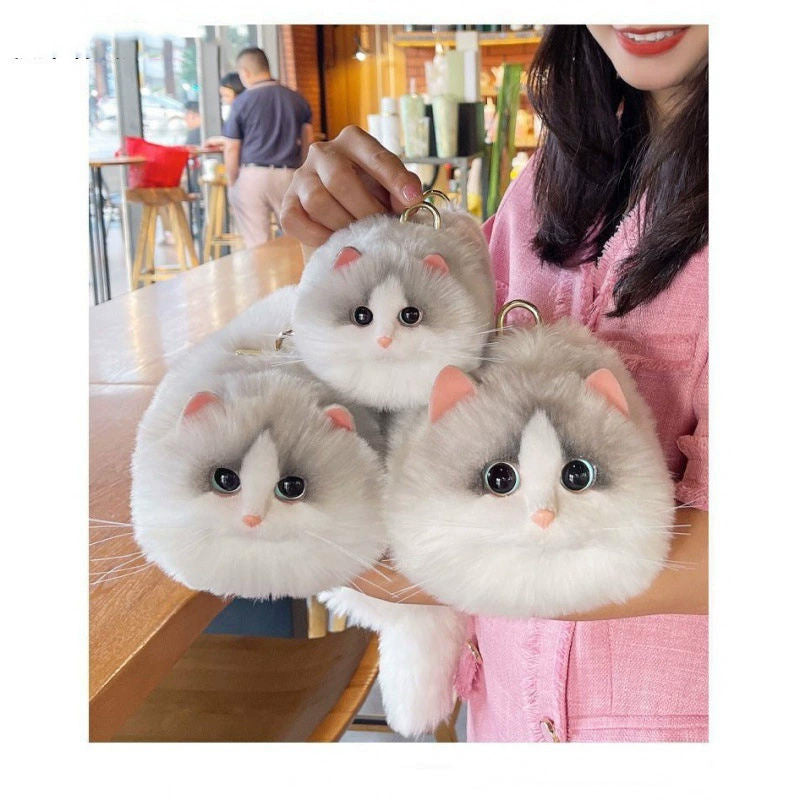 Realistic Plush Cat Handbag – Adorable Faux Fur Kitty Purse with Shoulder Strap | Cute Gift for Cat Lovers