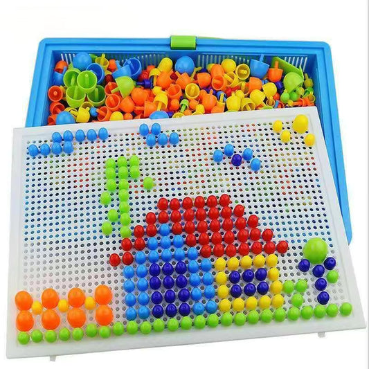3D Mushroom Peg Board Puzzle Toy for Kids, STEM Learning Activity Set