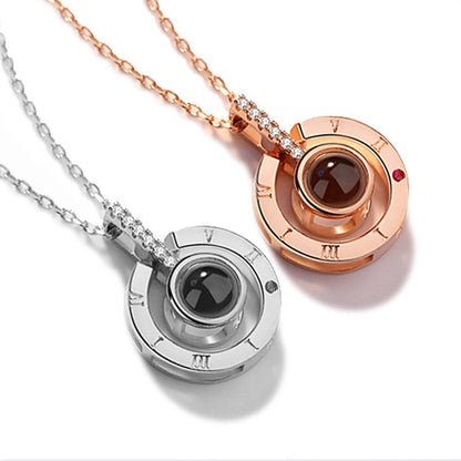 Trendy Brass Link Chain Couple Necklace – 100 Languages “I Love You” Projection Zircon Pendant | Valentine’s Day Gift for Couples