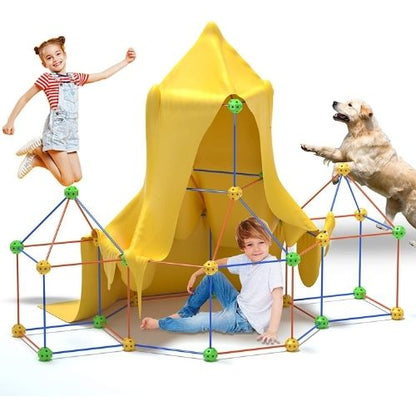 Kids DIY Fort Building Kit – 3D Construction Toy for Castles, Tunnels & Play Tents | STEM Creative Assembly Playhouse Set for Boys & Girls