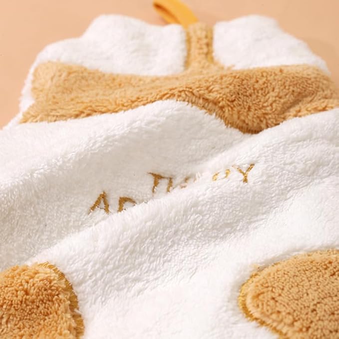 Soft Coral Fleece Cat Hand Towel, Quick-Dry Hanging Towel for Kids, Kitchen & Bathroom