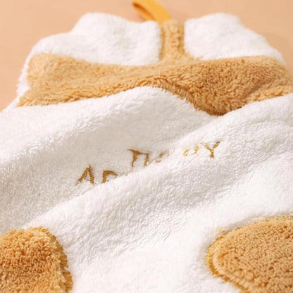 Soft Coral Fleece Cat Hand Towel, Quick-Dry Hanging Towel for Kids, Kitchen & Bathroom