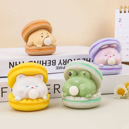 Cute Animal Burger Squishy Stress Relief Toy – Soft Silicone Squeeze Fidget Toy with Bubble Spit Effect | Funny Desk Decor & Sensory Gift
