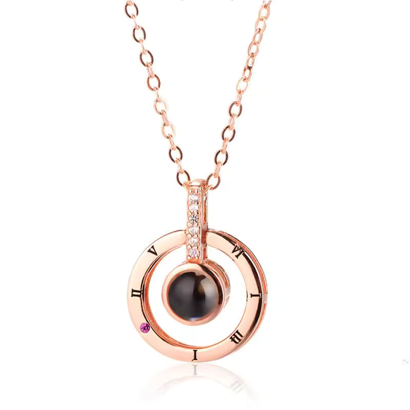 Trendy Brass Link Chain Couple Necklace – 100 Languages “I Love You” Projection Zircon Pendant | Valentine’s Day Gift for Couples