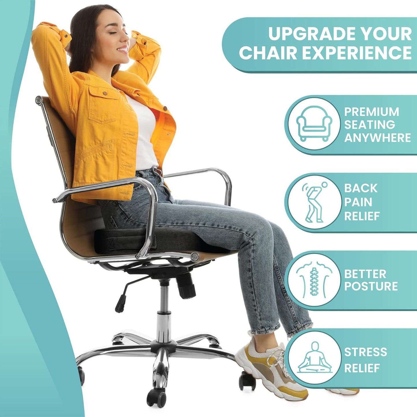 Orthopedic Gel Seat Cushion – Memory Foam Office Chair Cushion for All-Day Comfort