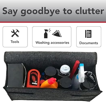 Car Trunk Organizer, Collapsible SUV Cargo Storage Organizer with Carry Handles, Foldable Vehicle Trunk Storage Bin for Groceries, Tools, Emergency Supplies & Automotive Accessories