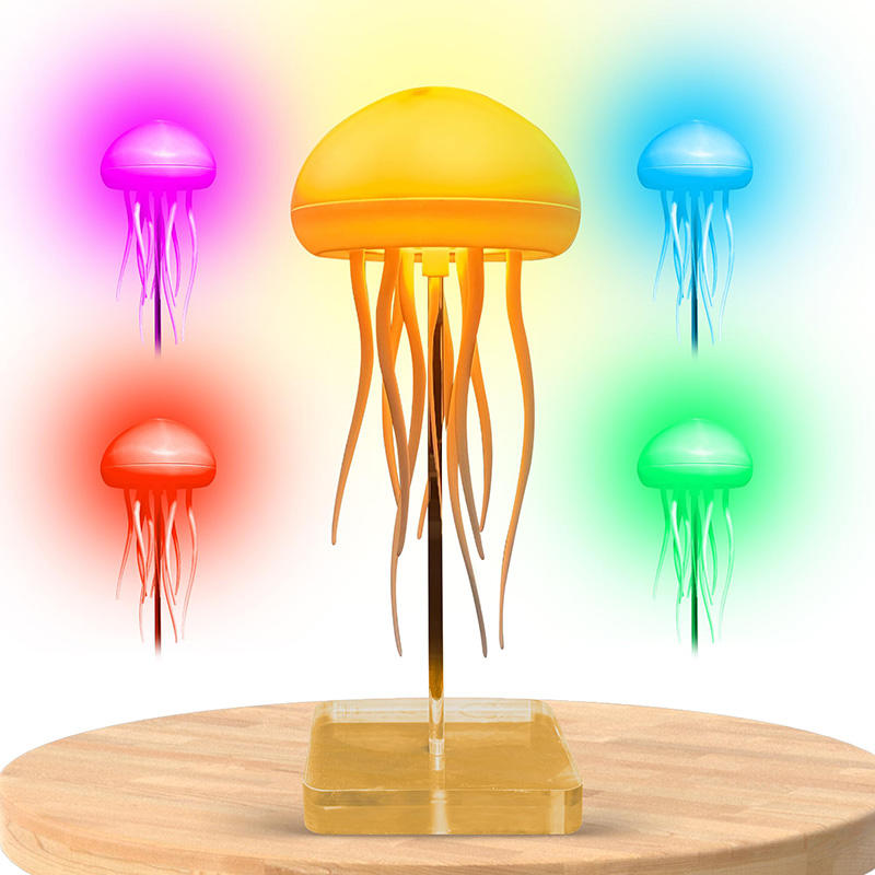 Voice Control Jellyfish Table Lamp – RGB Ambient Night Light with Sound Sensor, Floating Tentacle Motion & Rechargeable LED Mood Light