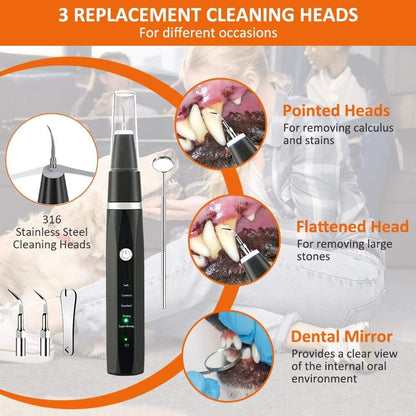 Pet Plaque Remover Teeth Cleaning Kit for Dogs & Cats, Rechargeable Ultrasonic Dental Cleaner