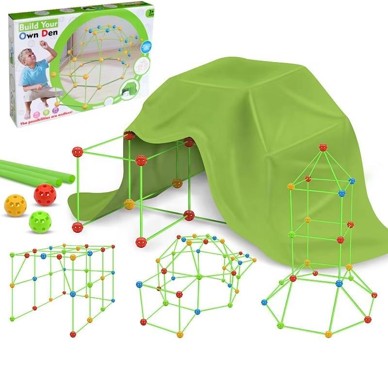 Kids DIY Fort Building Kit – 3D Construction Toy for Castles, Tunnels & Play Tents | STEM Creative Assembly Playhouse Set for Boys & Girls