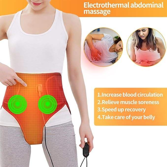Menstrual Heating Pad for Cramps Relief, Electric Heating Belt with 3 Heat & Massage Modes, Portable Waist and Lower Back Heating Wrap for Period Comfort, Abdomen, Back, Legs & Shoulders