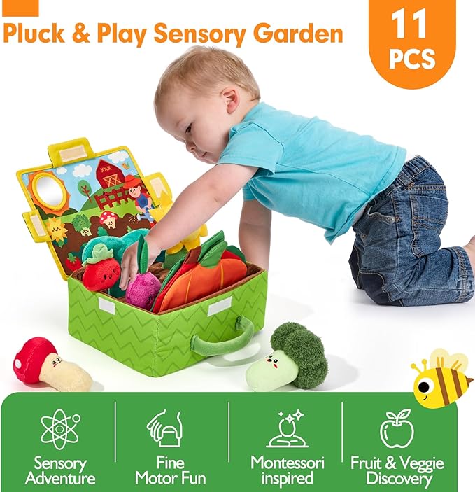 SANZBAE Soft Vegetable Garden Sensory Toy for Babies & Toddlers
