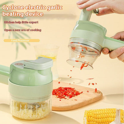 4-in-1 Handheld Electric Vegetable Cutter – Rechargeable Mini Food Chopper, Slicer & Garlic Mincer