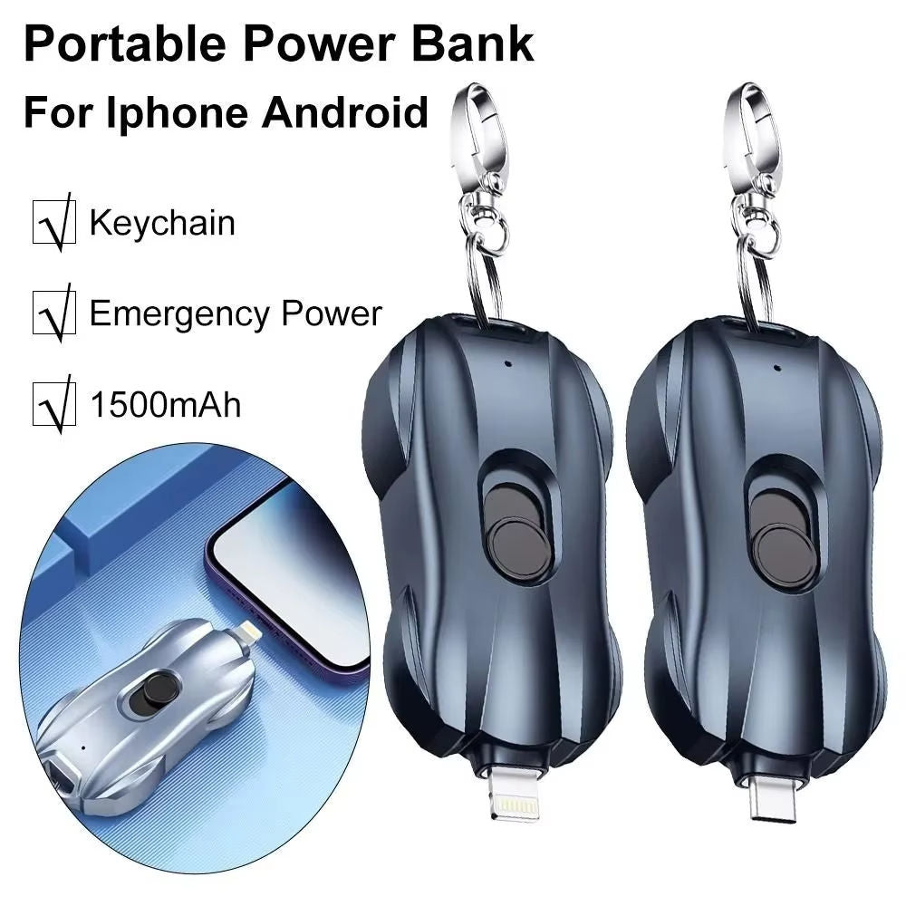 Mini Tiny Pink Power Bank – Portable Fast Charging Keychain Power Bank with Carabiner | Lightweight Emergency Backup Charger