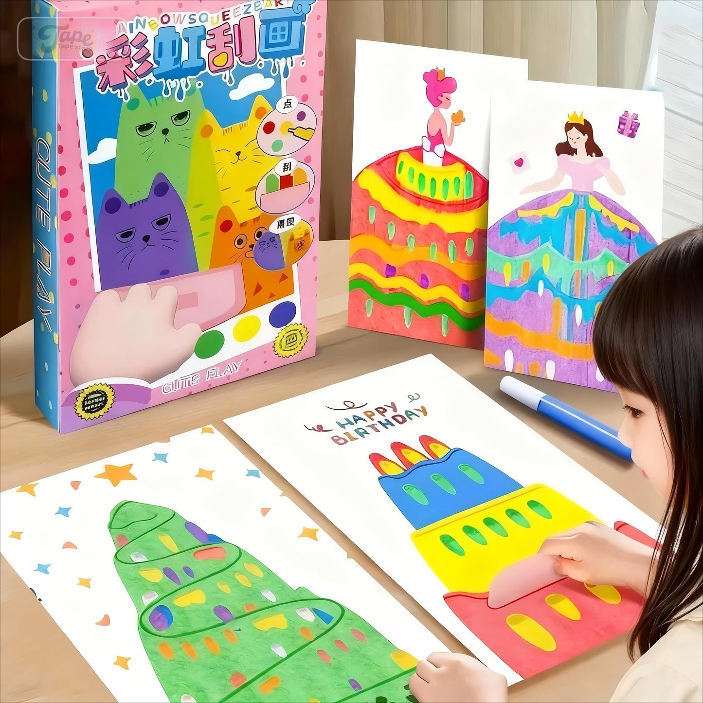 SANZBAE Rainbow Scratch Art Cards for Kids, Mess-Free Craft Kit
