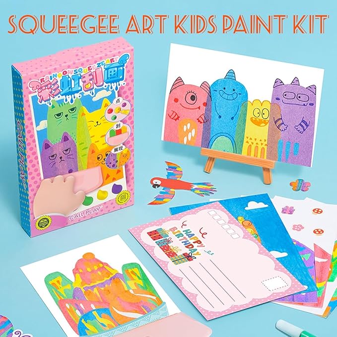 SANZBAE Rainbow Scratch Art Cards for Kids, Mess-Free Craft Kit