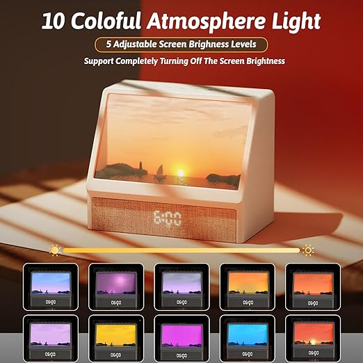 SANZBAE Sunrise Alarm Clock with White Noise, Bluetooth Speaker & Dimmable Lamp