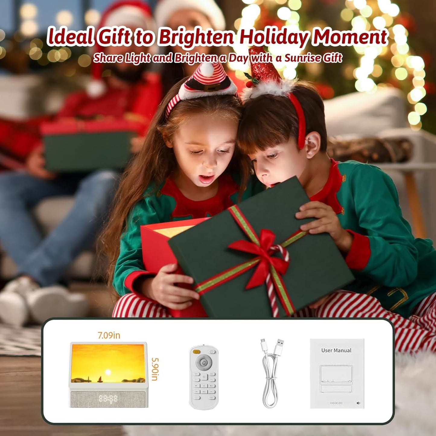SANZBAE Sunrise Alarm Clock with White Noise, Bluetooth Speaker & Dimmable Lamp