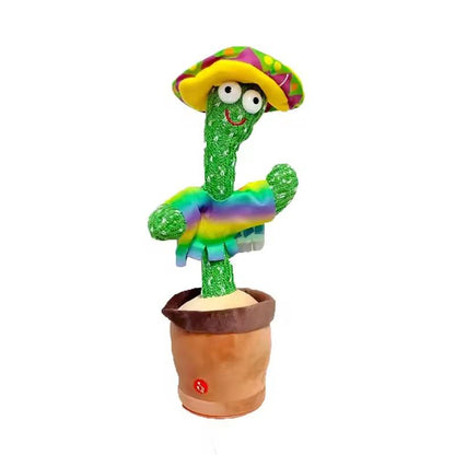 Talking Dancing Cactus Toy for Kids, Repeat What You Say Plush Singing Cactus with LED Lights, Interactive Mimicking Toy for Toddlers & Babies, Birthday and Christmas Gift for Boys & Girls
