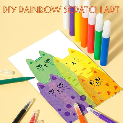 SANZBAE Rainbow Scratch Art Cards for Kids, Mess-Free Craft Kit