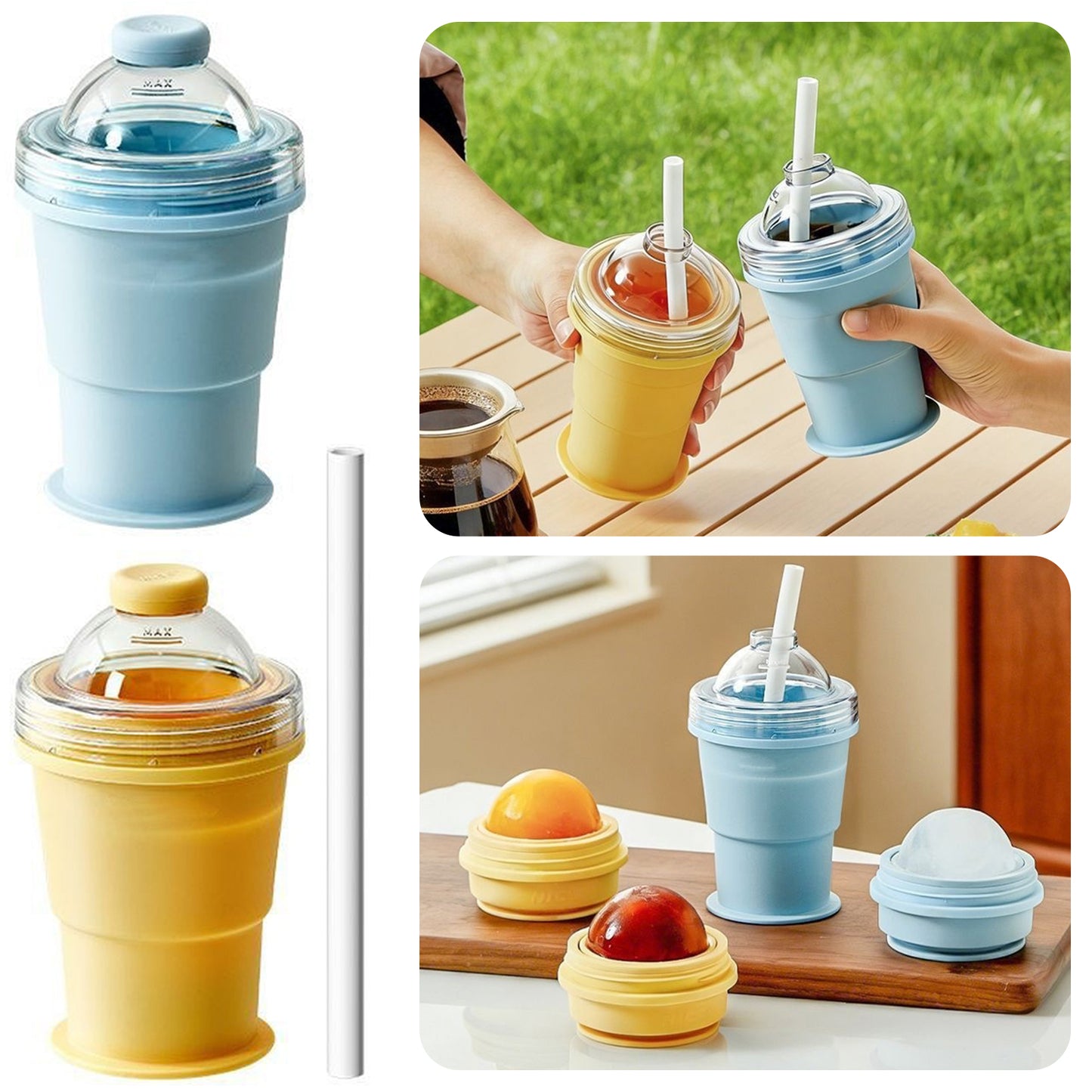 SANZBAE Silicone Ice Cube Maker Cup with Lid
