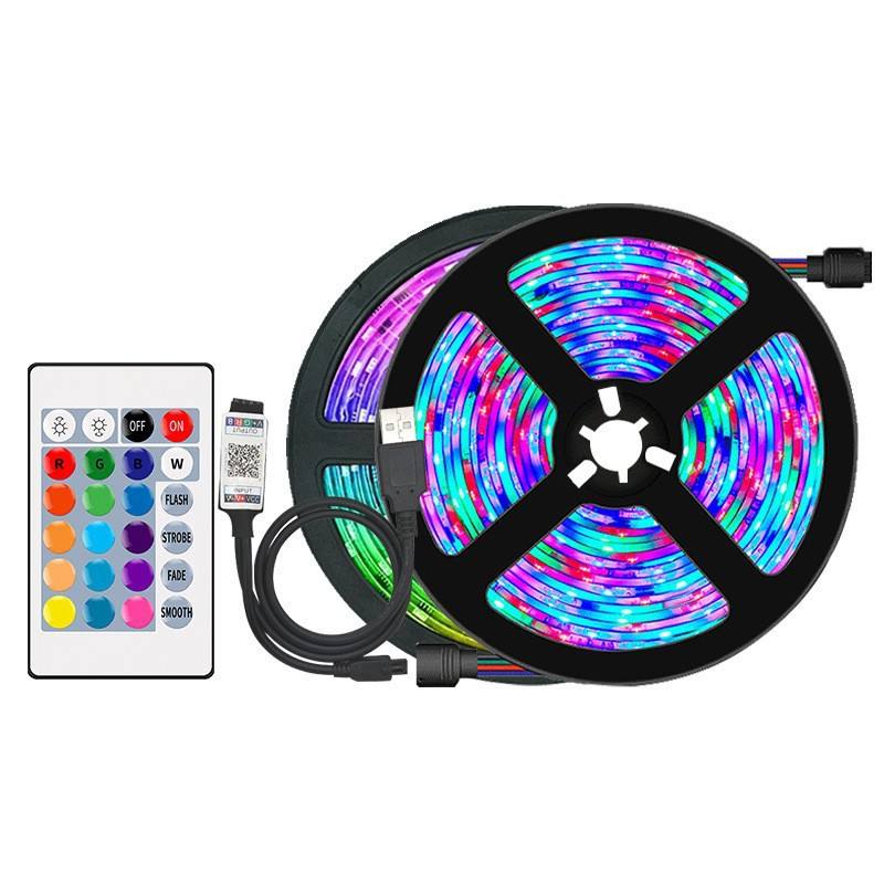 3.28ft USB RGB LED Strip Lights with 24-Key Remote – TV Backlight, DIY Room Decor & Indoor Ambient Lighting