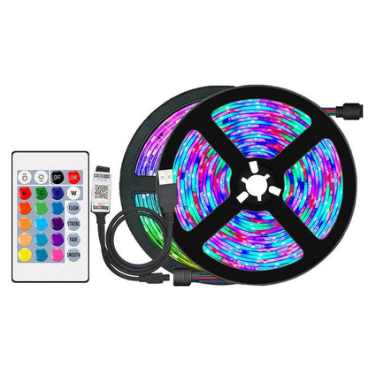 3.28ft USB RGB LED Strip Lights with 24-Key Remote – TV Backlight, DIY Room Decor & Indoor Ambient Lighting