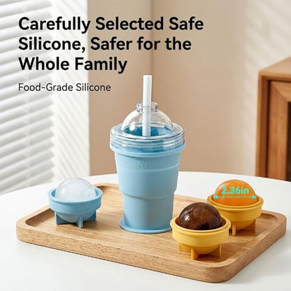 SANZBAE Silicone Ice Cube Maker Cup with Lid