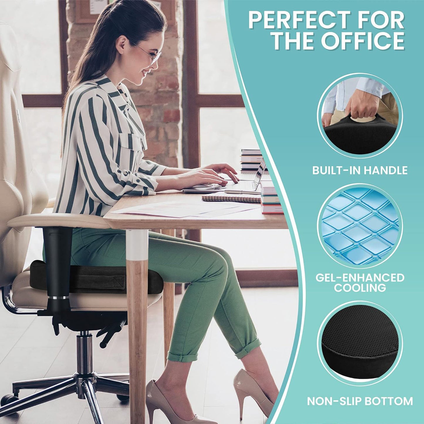 Orthopedic Gel Seat Cushion – Memory Foam Office Chair Cushion for All-Day Comfort