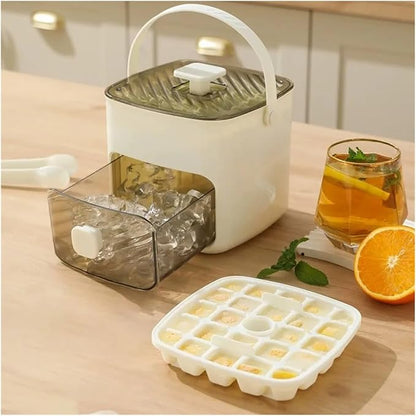 Sanzbae™ 48-Cube Ice Cube Tray with Lid – Easy-Release Silicone Ice Maker with Lever Pop-Out System, Stackable Freezer Mold, Dishwasher Safe Kitchen Ice Tray