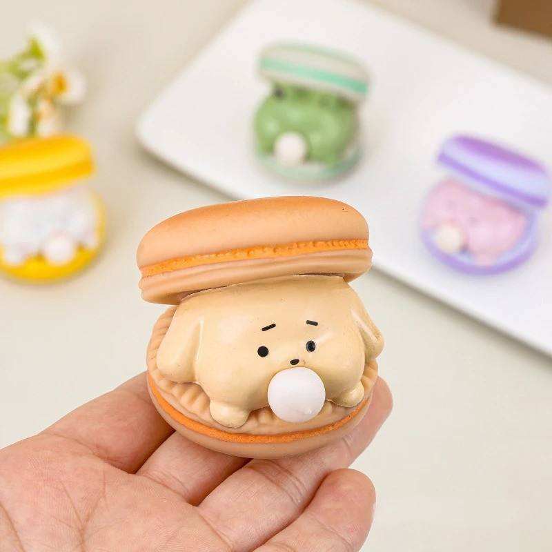 Cute Animal Burger Squishy Stress Relief Toy – Soft Silicone Squeeze Fidget Toy with Bubble Spit Effect | Funny Desk Decor & Sensory Gift