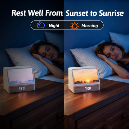 SANZBAE Sunrise Alarm Clock with White Noise, Bluetooth Speaker & Dimmable Lamp