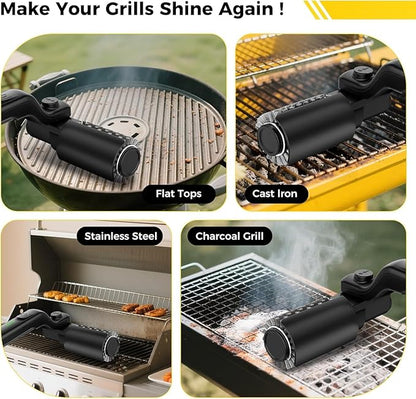 Motorized BBQ Grill Cleaner with Scraper, 36 Inch Handle & 3-Speed Power Control