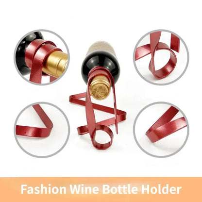 Ribbon Floating Wine Holder – Elegant Iron Balance Wine Bottle Stand