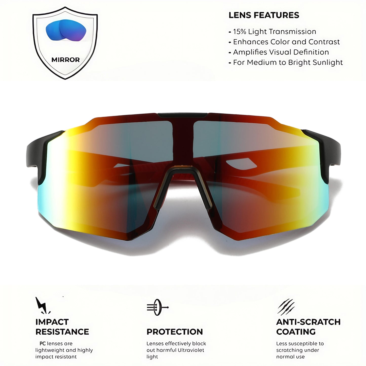 Oversized Wraparound Sport Sunglasses – UV400 Polarized Style Shield Shades for Men & Women, Outdoor Cycling, Running, Hiking & Sports Eyewear