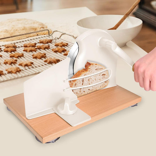 Sanzbae Manual Bread Slicer with Hand Crank for Even Homemade Loaf Slices
