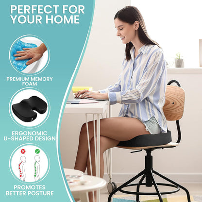 Orthopedic Gel Seat Cushion – Memory Foam Office Chair Cushion for All-Day Comfort