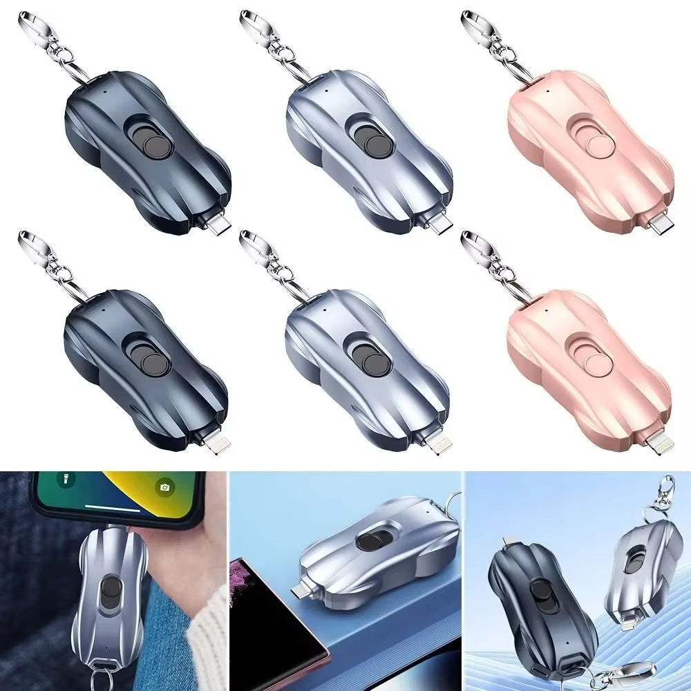 Mini Tiny Pink Power Bank – Portable Fast Charging Keychain Power Bank with Carabiner | Lightweight Emergency Backup Charger