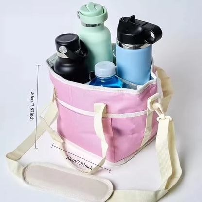 Portable Reusable Drink Carrier, 4 Cup Coffee Holder Tote for Takeout, Office & Travel