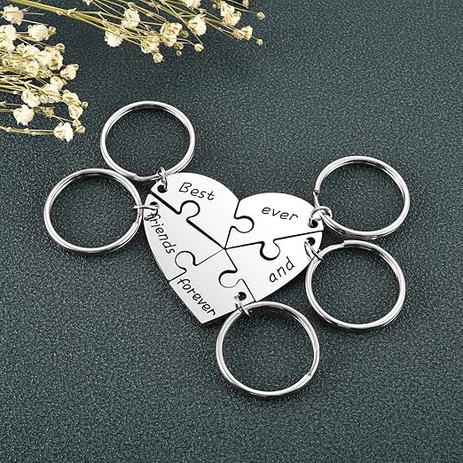 Sanzbae™ Personalized Heart Puzzle Keychain Set – Custom Engraved Matching Keychains for Couples, Best Friends & Family, Meaningful Friendship Gift