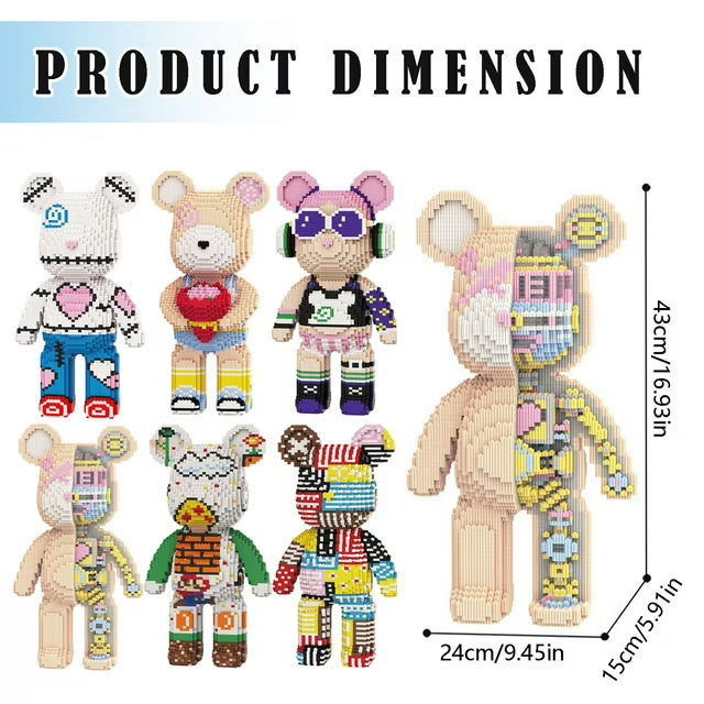 Sanzbae™ Mini Brick Bear Building Kit – Kawaii Collectible Block Toy, DIY Desk Decor, Creative STEM Building Set for Kids, Teens & Adults