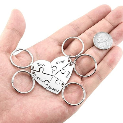 Sanzbae™ Personalized Heart Puzzle Keychain Set – Custom Engraved Matching Keychains for Couples, Best Friends & Family, Meaningful Friendship Gift